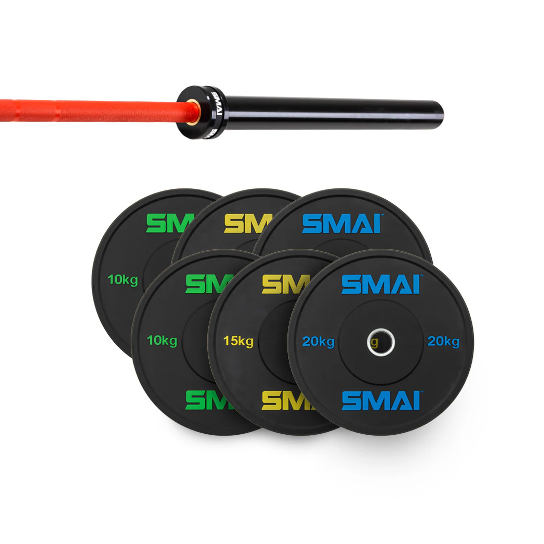105kg HD Bumper Plate Set Inc 15kg Barbell - Image 6