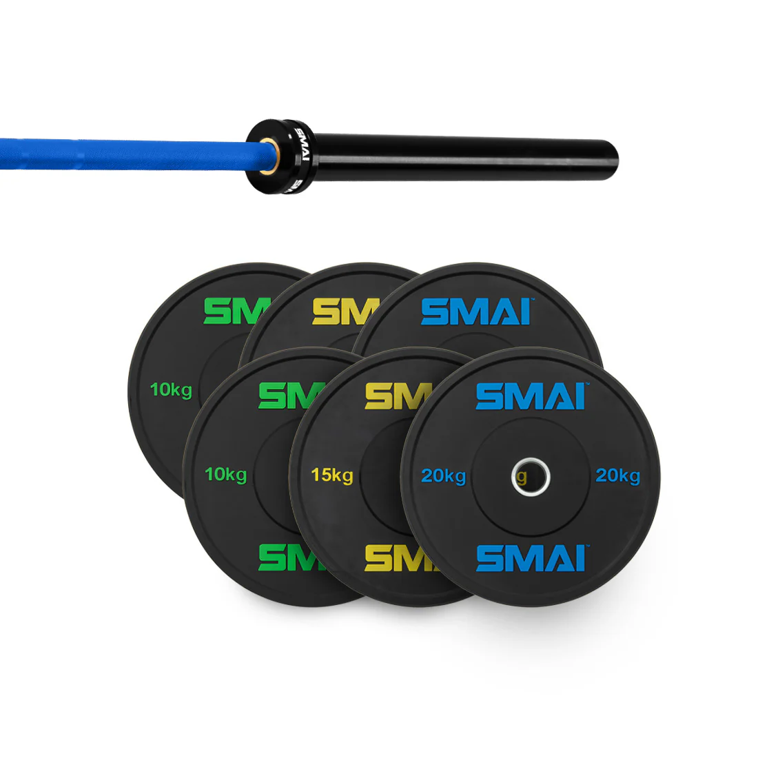 110kg HD Bumper Plate Set Inc 20kg Barbell - Image 7