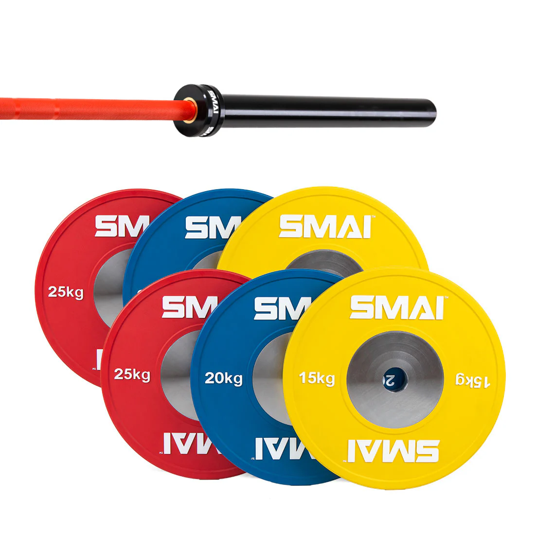 Competition Bumper Plate Set with Barbell - 120kg - Image 5