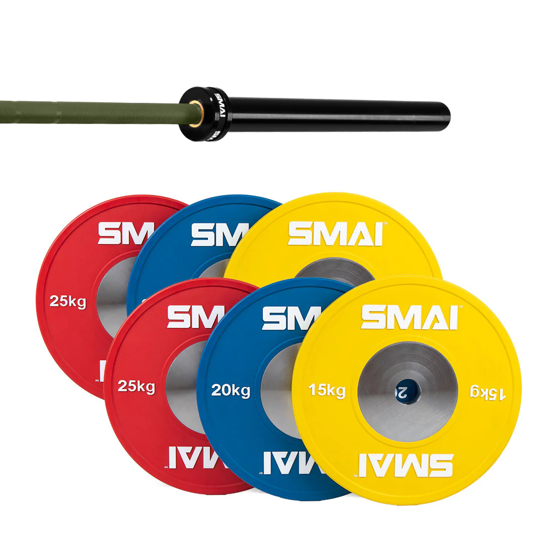 Competition Bumper Plate Set with Barbell - 120kg - Image 7