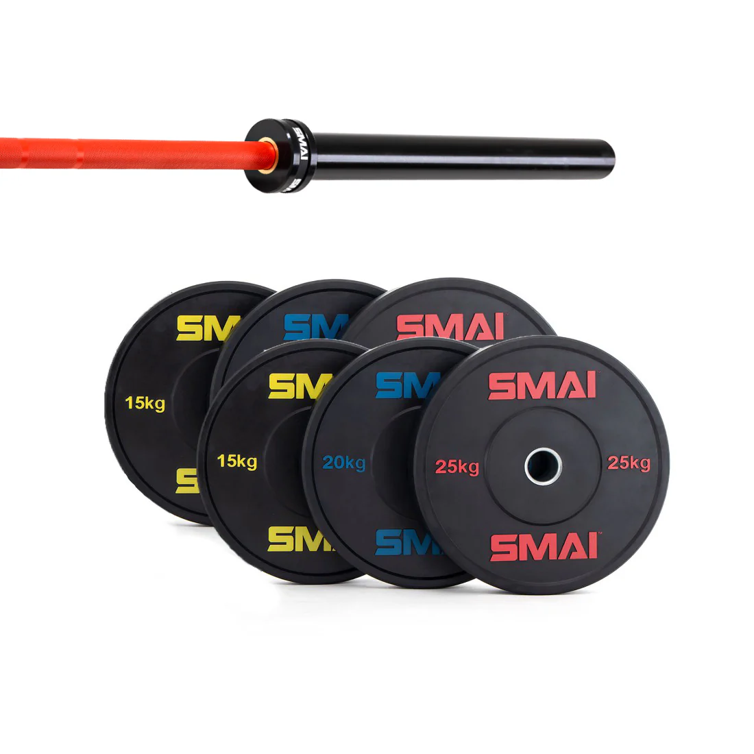 135kg HD Bumper Plate Set Inc 15kg Barbell - Image 6