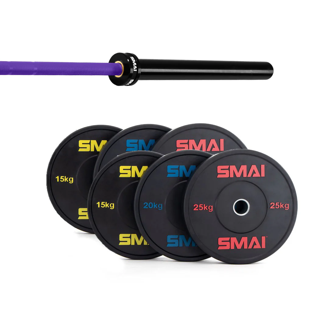 140kg HD Bumper Plate Set Inc 20kg Barbell - Image 9