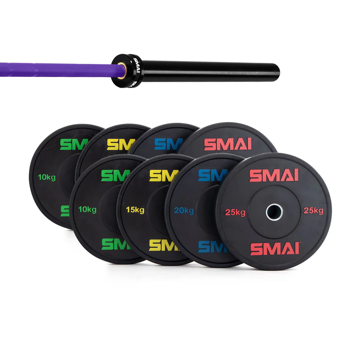 160kg HD Bumper Plate Set Inc 20kg Barbell - Image 10