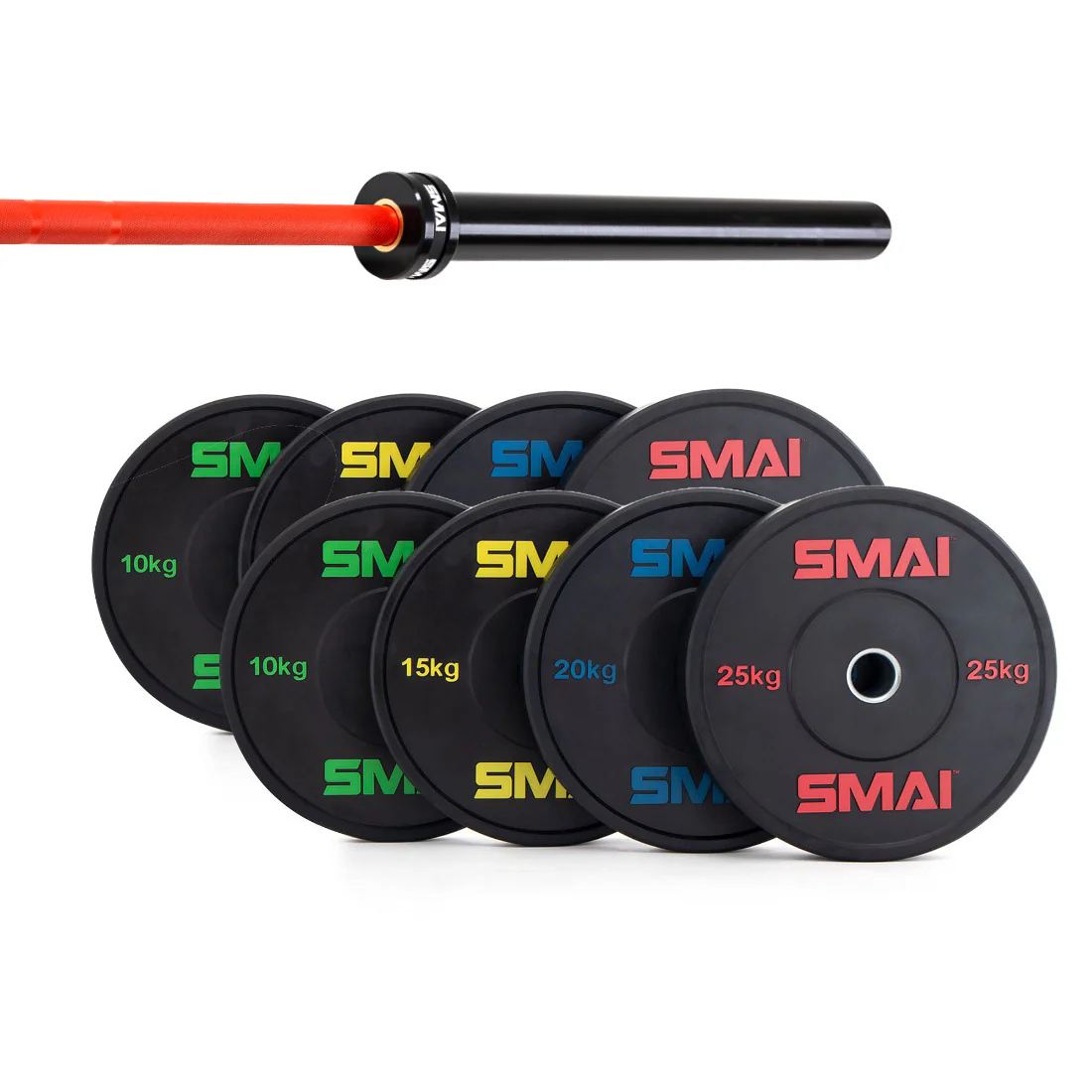 160kg HD Bumper Plate Set Inc 20kg Barbell - Image 7