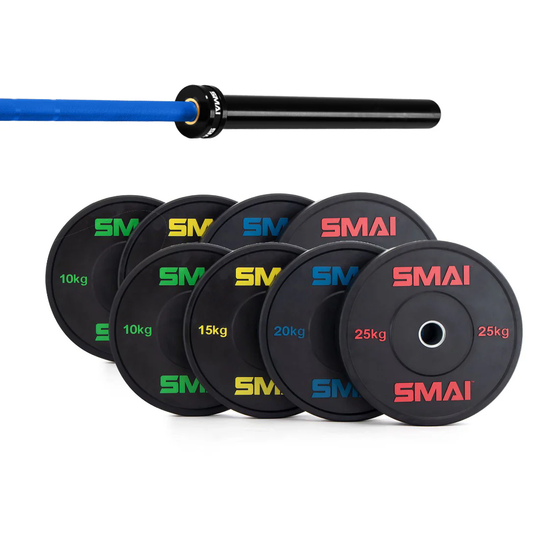 160kg HD Bumper Plate Set Inc 20kg Barbell - Image 8