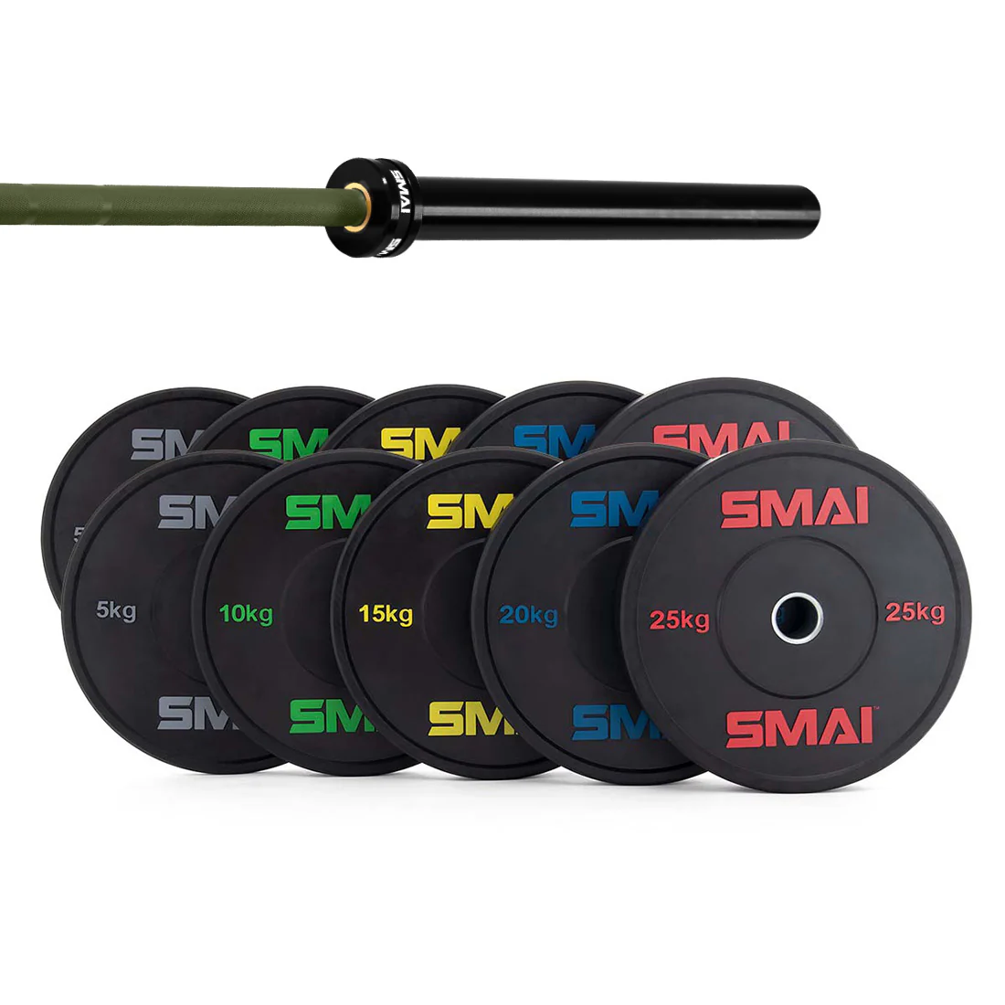 165kg HD Bumper Plate Set Inc 15kg Barbell - Image 10