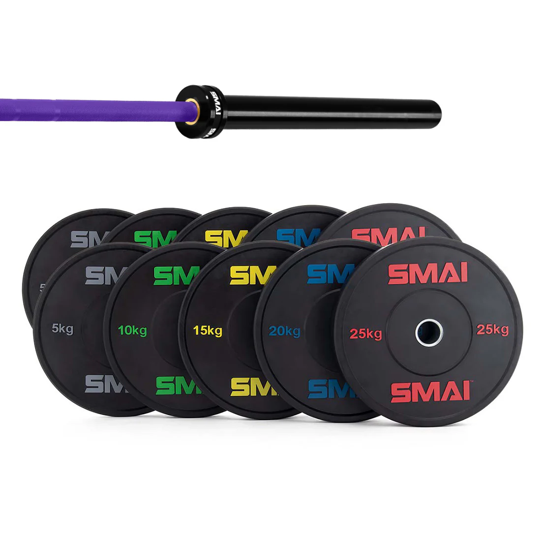 170kg HD Bumper Plate Set Inc 20kg Barbell - Image 11