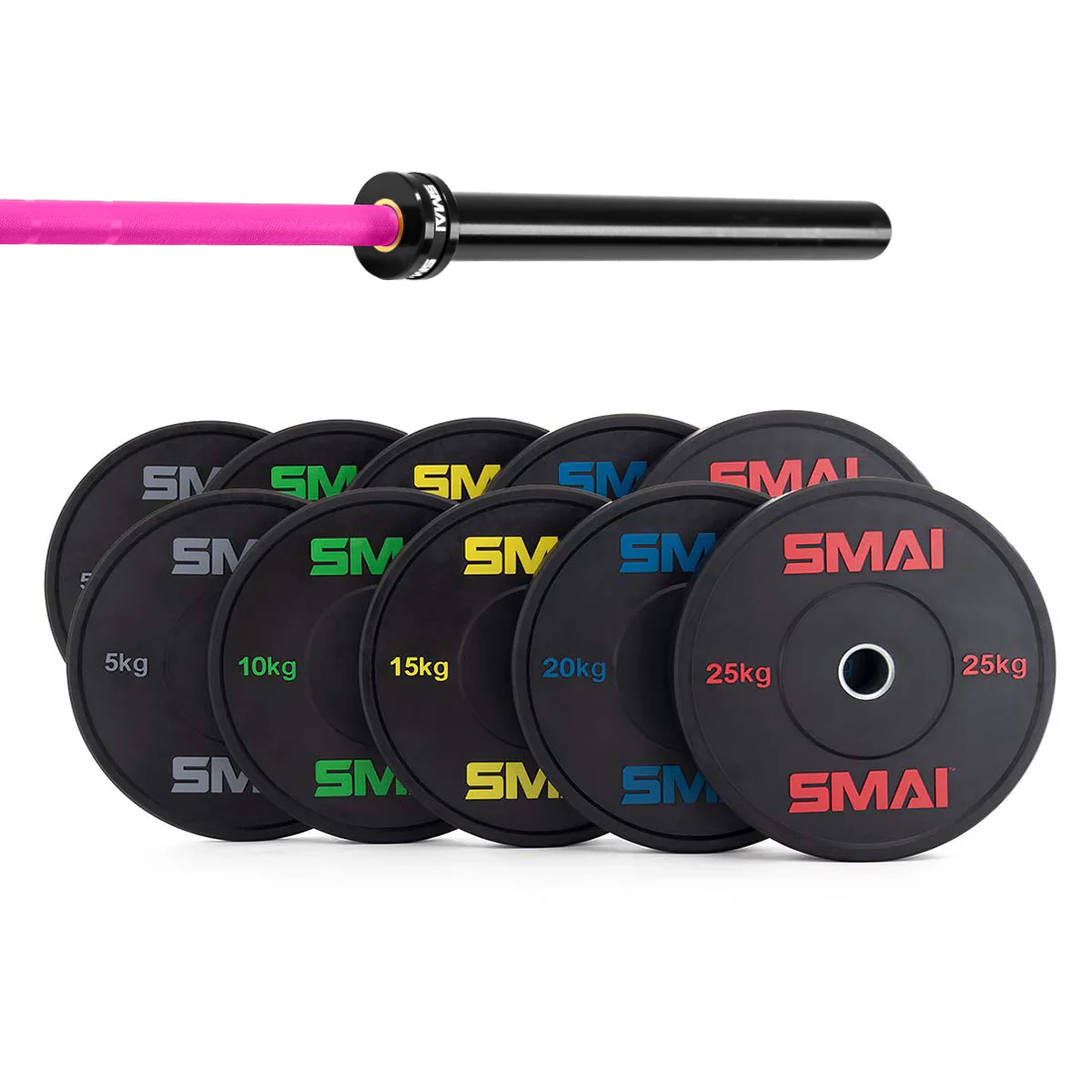 170kg HD Bumper Plate Set Inc 20kg Barbell - Image 12