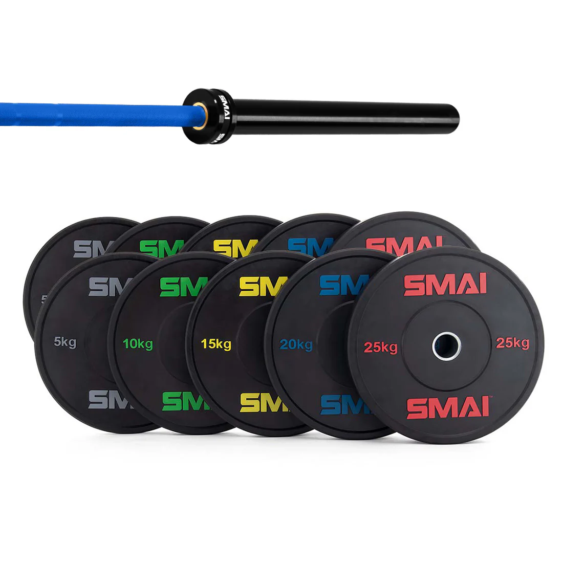 170kg HD Bumper Plate Set Inc 20kg Barbell - Image 9