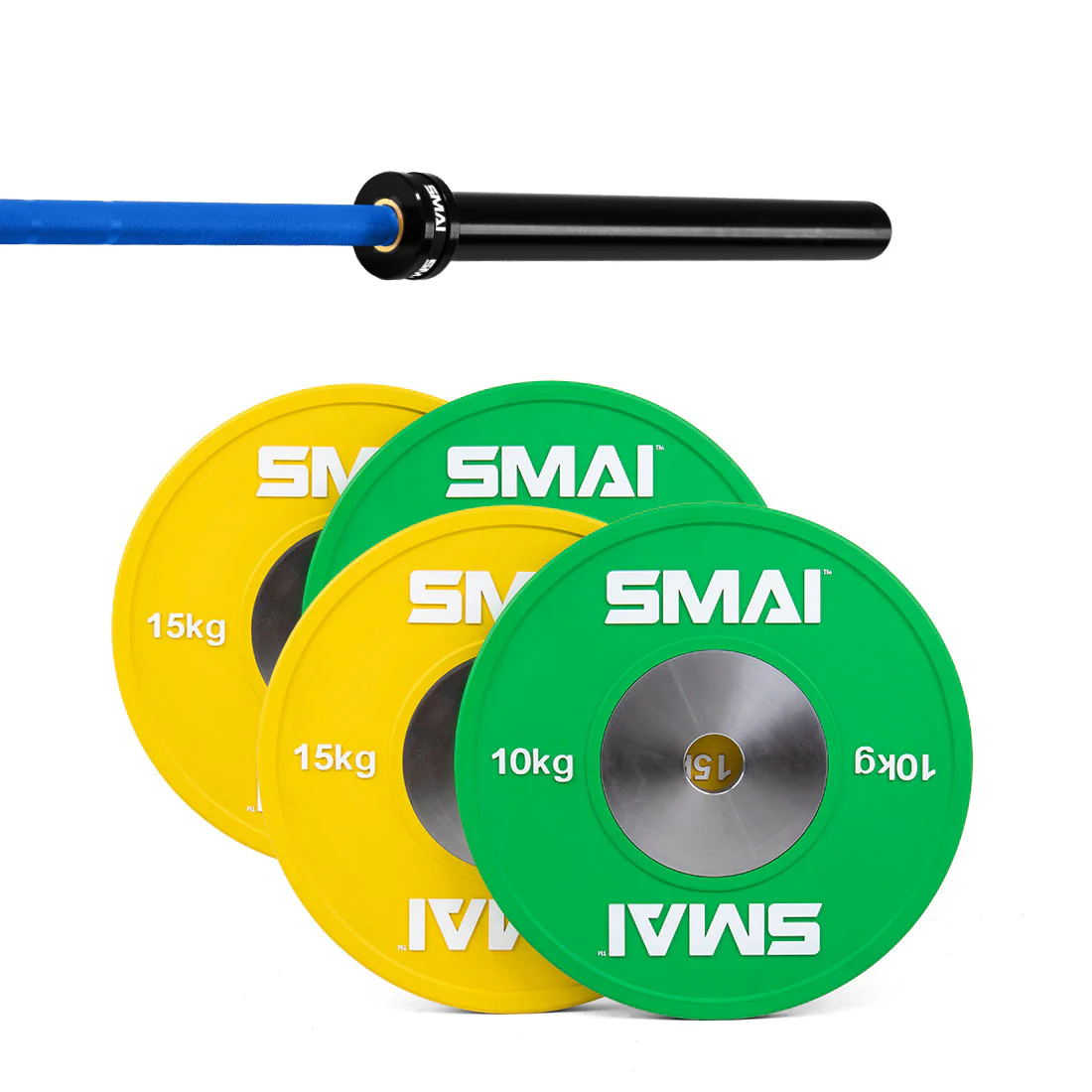 Competition Bumper Plate Set with Barbell - 50kg - Image 6