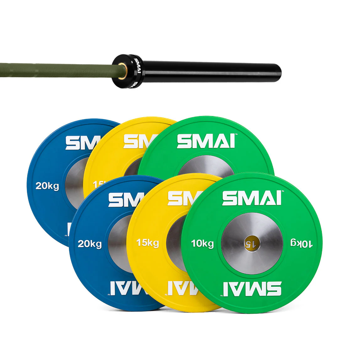 Competition Bumper Plate Set with Barbell - 90kg - Image 7