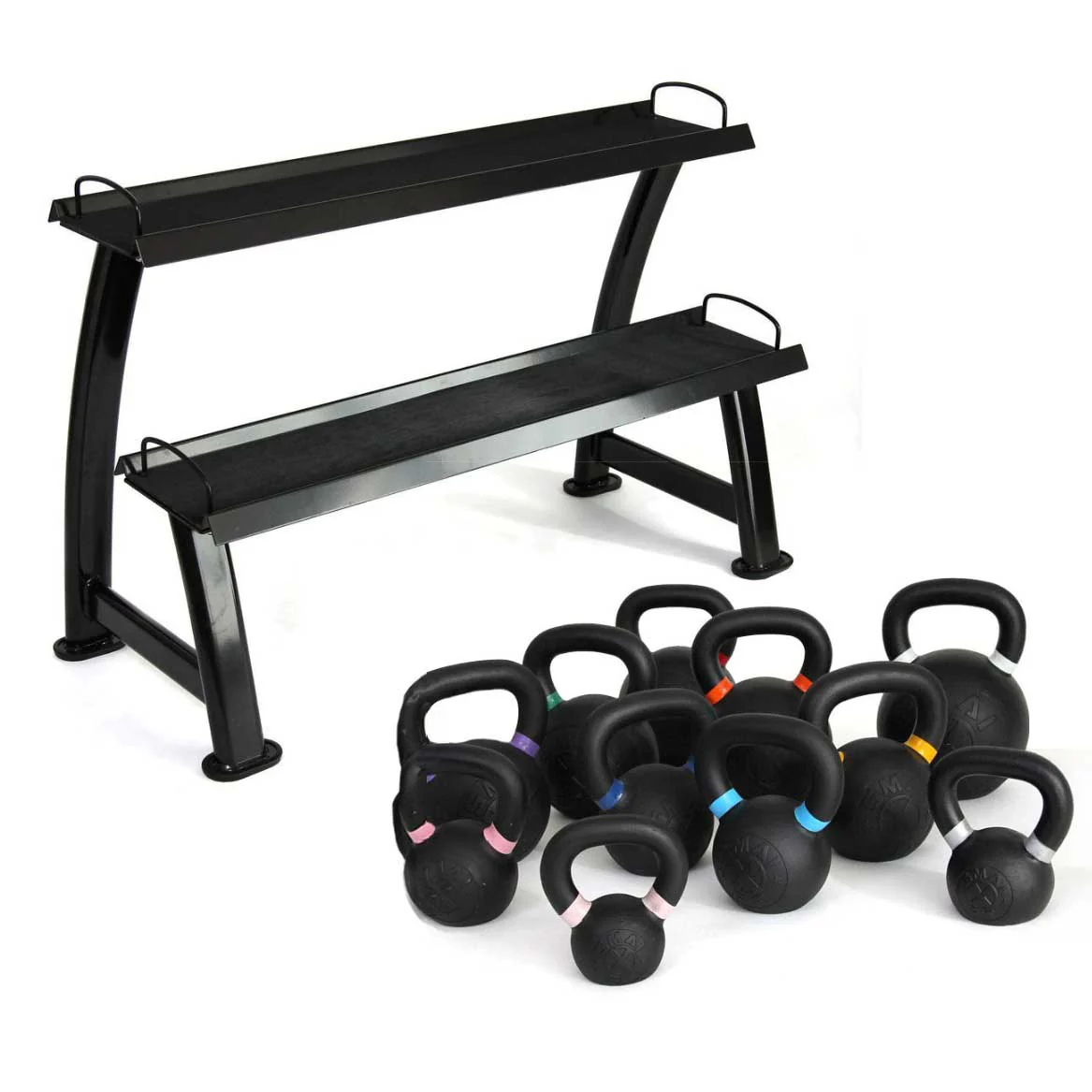 Cast Iron Kettlebell Set 90kg with Storage Rack