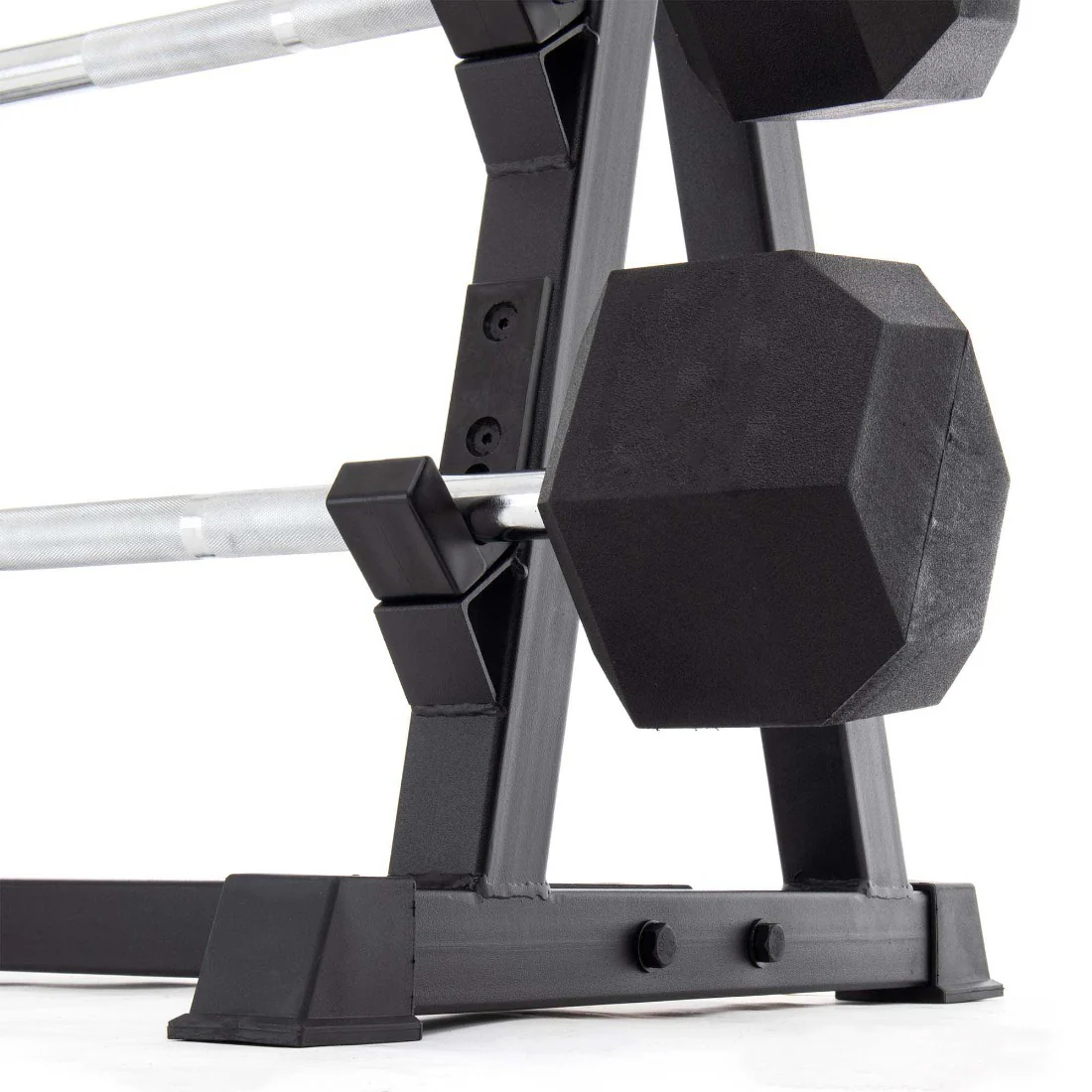 Fixed Barbell Set & Rack - Rubber Hex Pump Bar - Image 2
