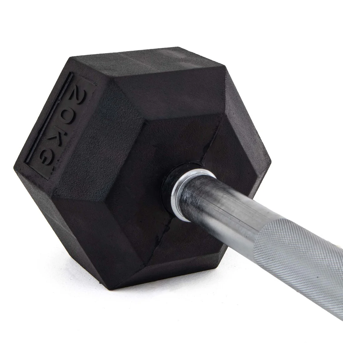 Fixed Barbell Set & Rack - Rubber Hex Pump Bar - Image 7