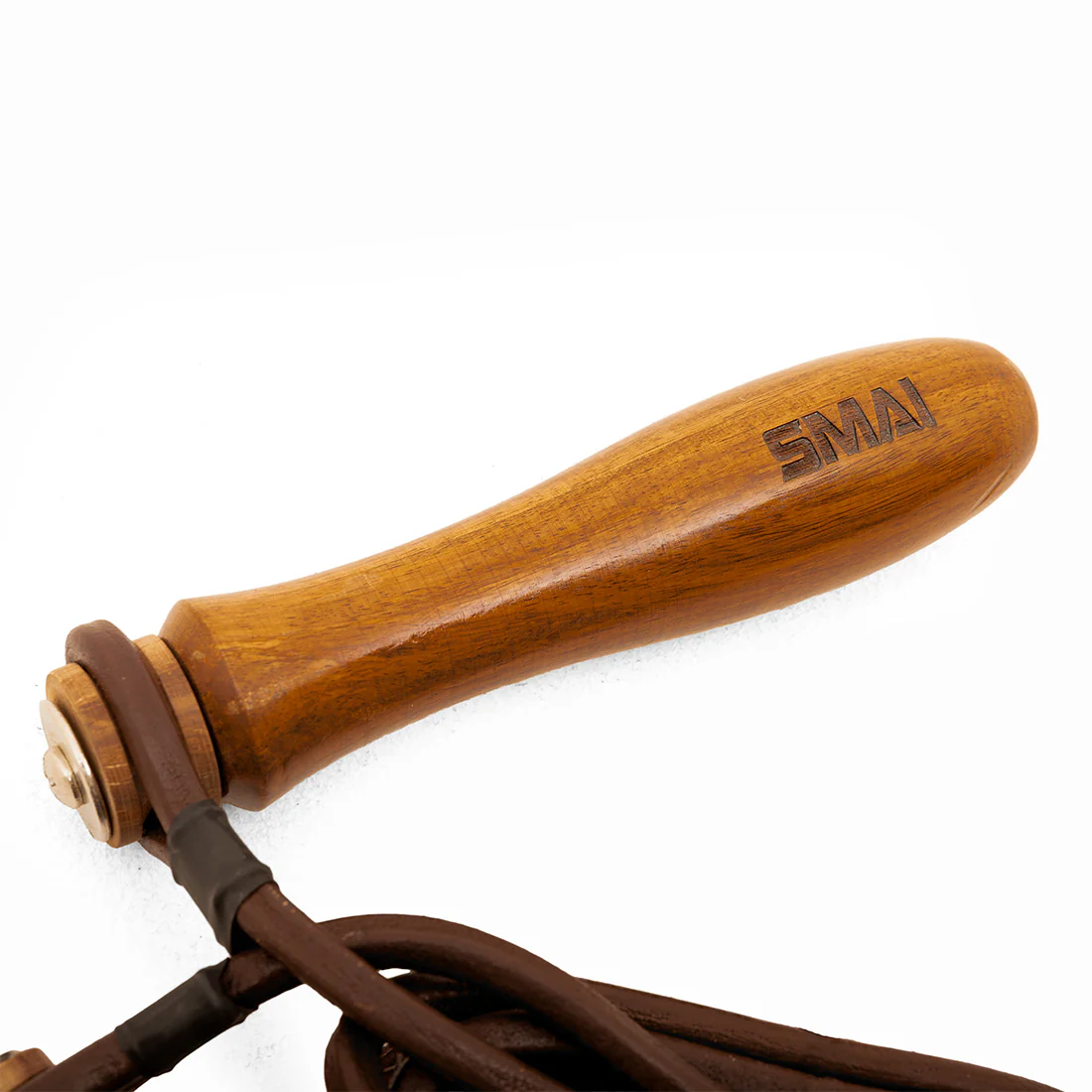 Leather Skipping Rope - Wooden Handles - Image 3