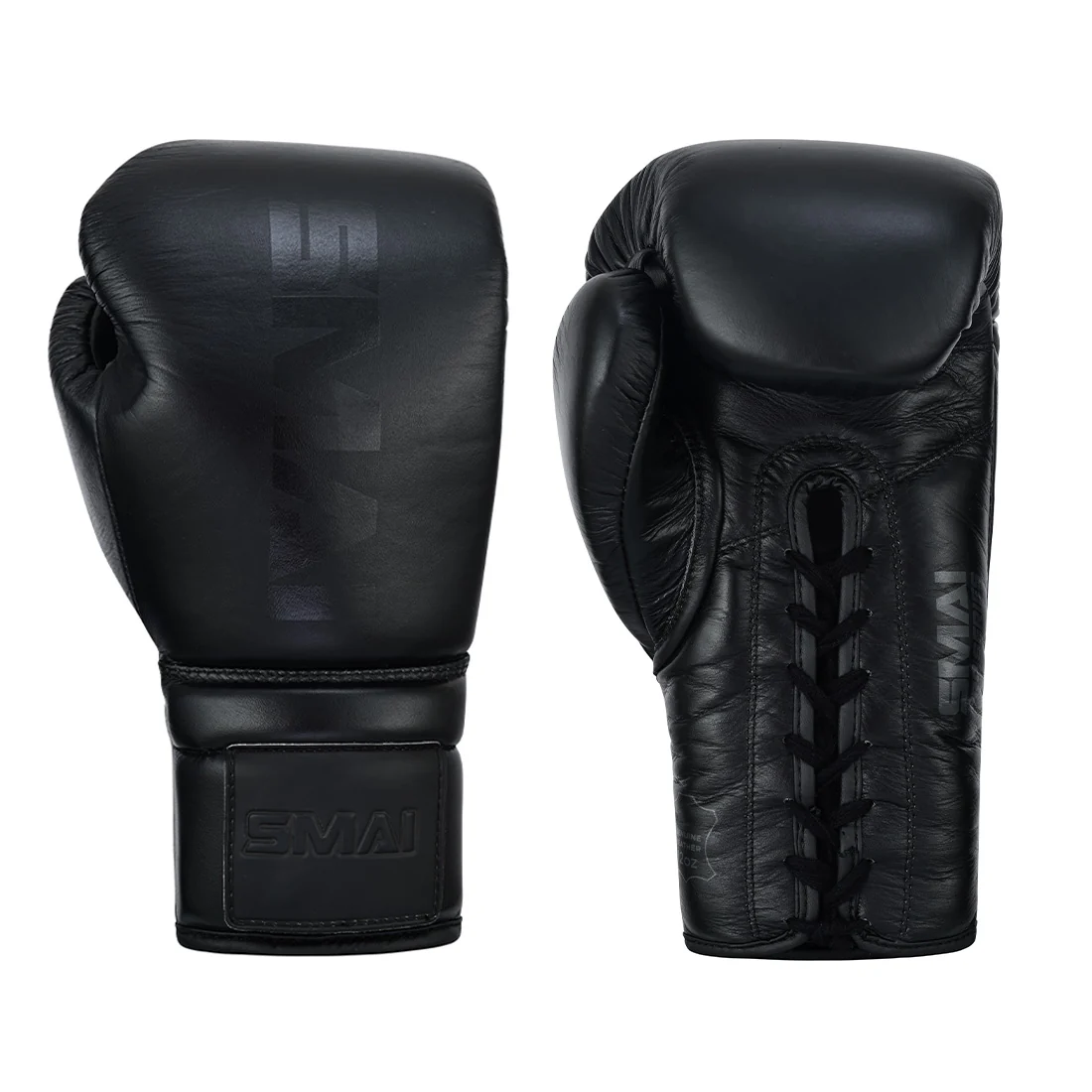 Pro Series Leather Lace-Up Boxing Glove - Black