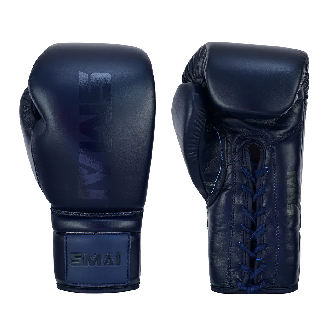 Pro Series Leather Lace-Up Boxing Glove - Navy Blue