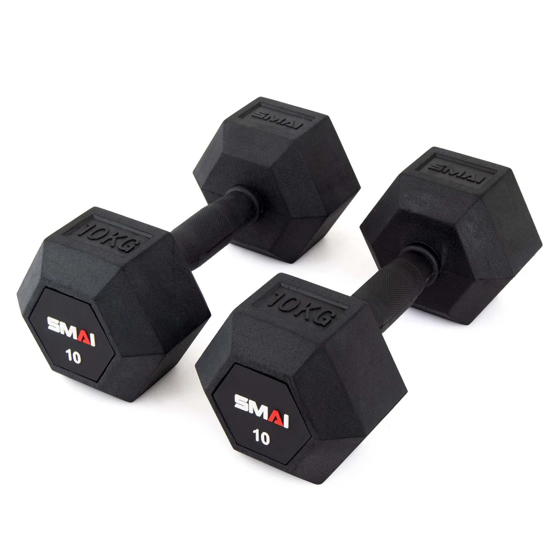 Apex Rubber Hex Dumbbell Set 1-10kg (Pair) with Vertical Storage Rack - Image 2