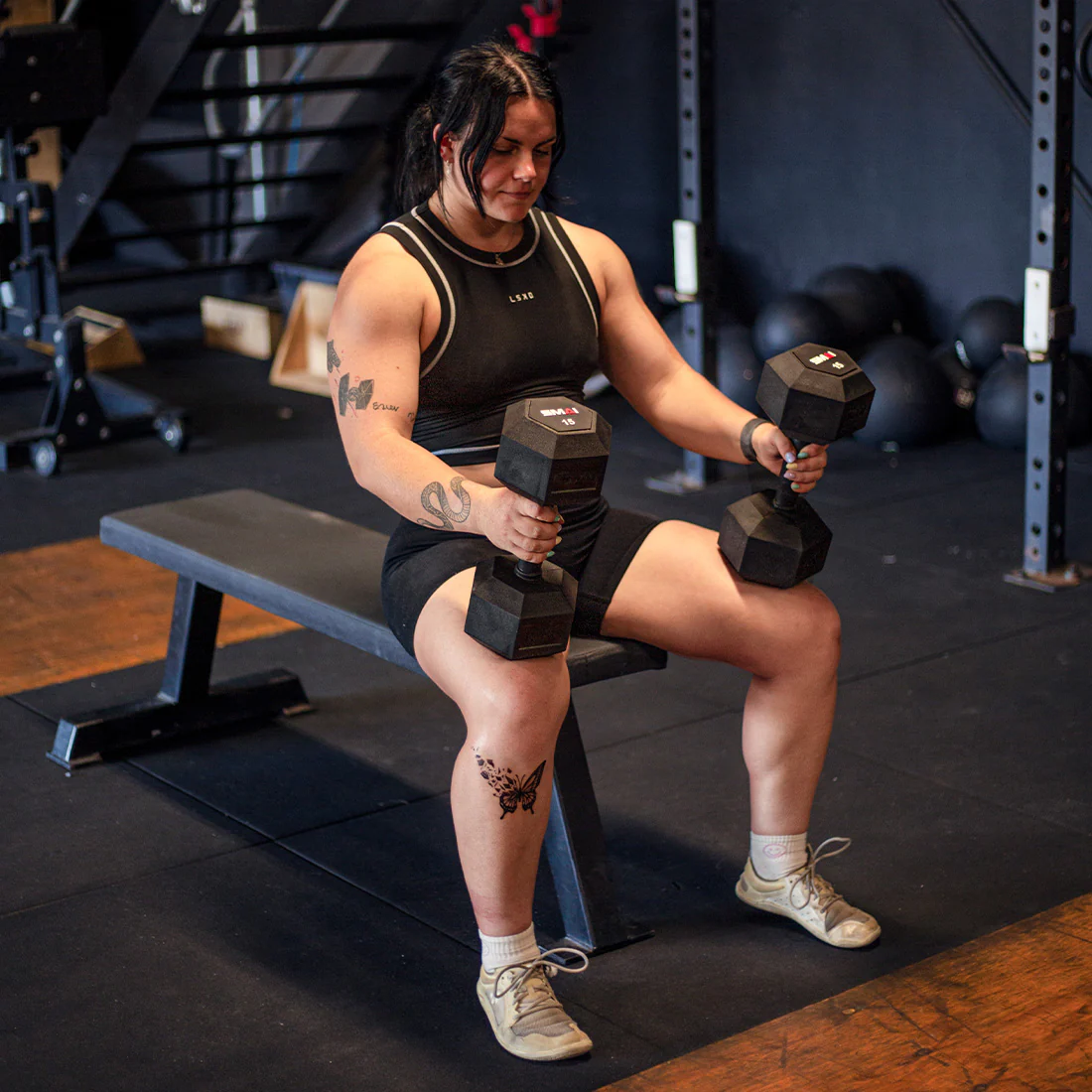 Rubber Hex Dumbbells - (Pair) Apex - Image 4