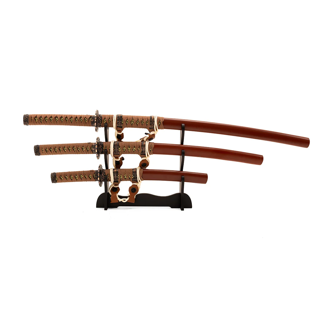 Brown Samurai 3 Piece Sword & Stand - Display