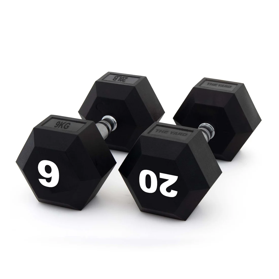 The Yard - Rubber Hex Dumbbell 9kg (Pair)
