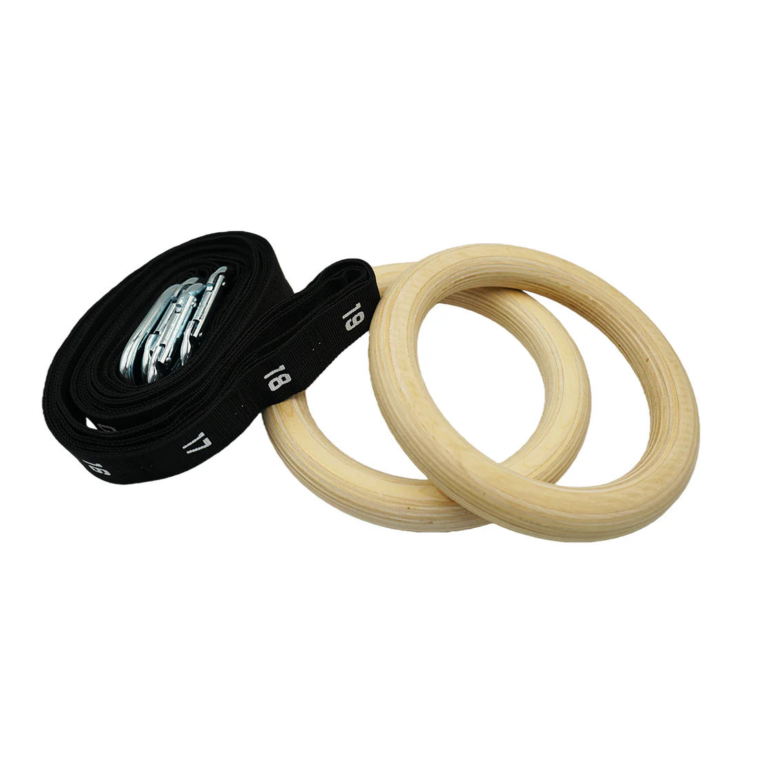 The Yard - Wooden Gym Rings with Numbered Straps