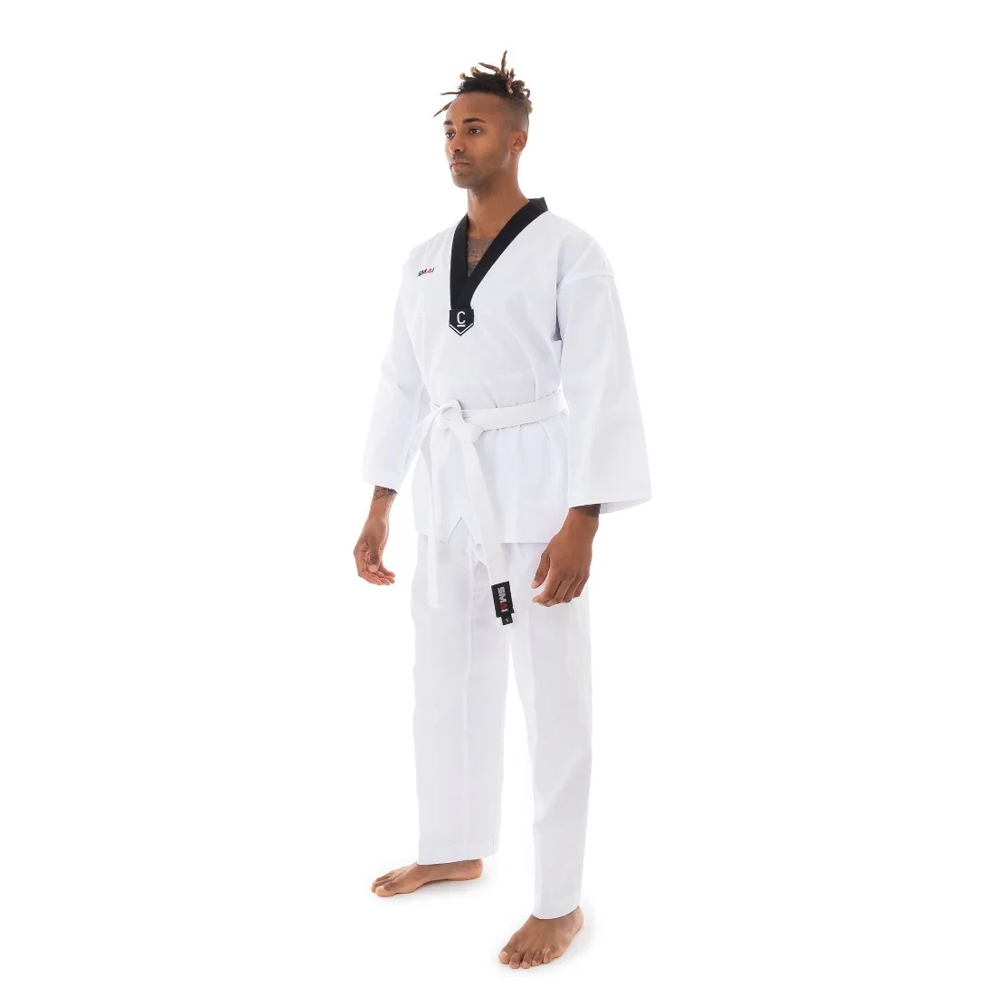 Taekwondo Uniform Classic - 8oz Ribbed Student Dobok (Black V-Neck) - Image 2