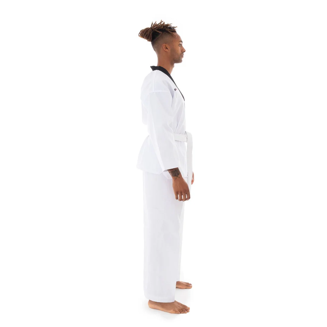 Taekwondo Uniform Classic - 8oz Ribbed Student Dobok (Black V-Neck) - Image 3