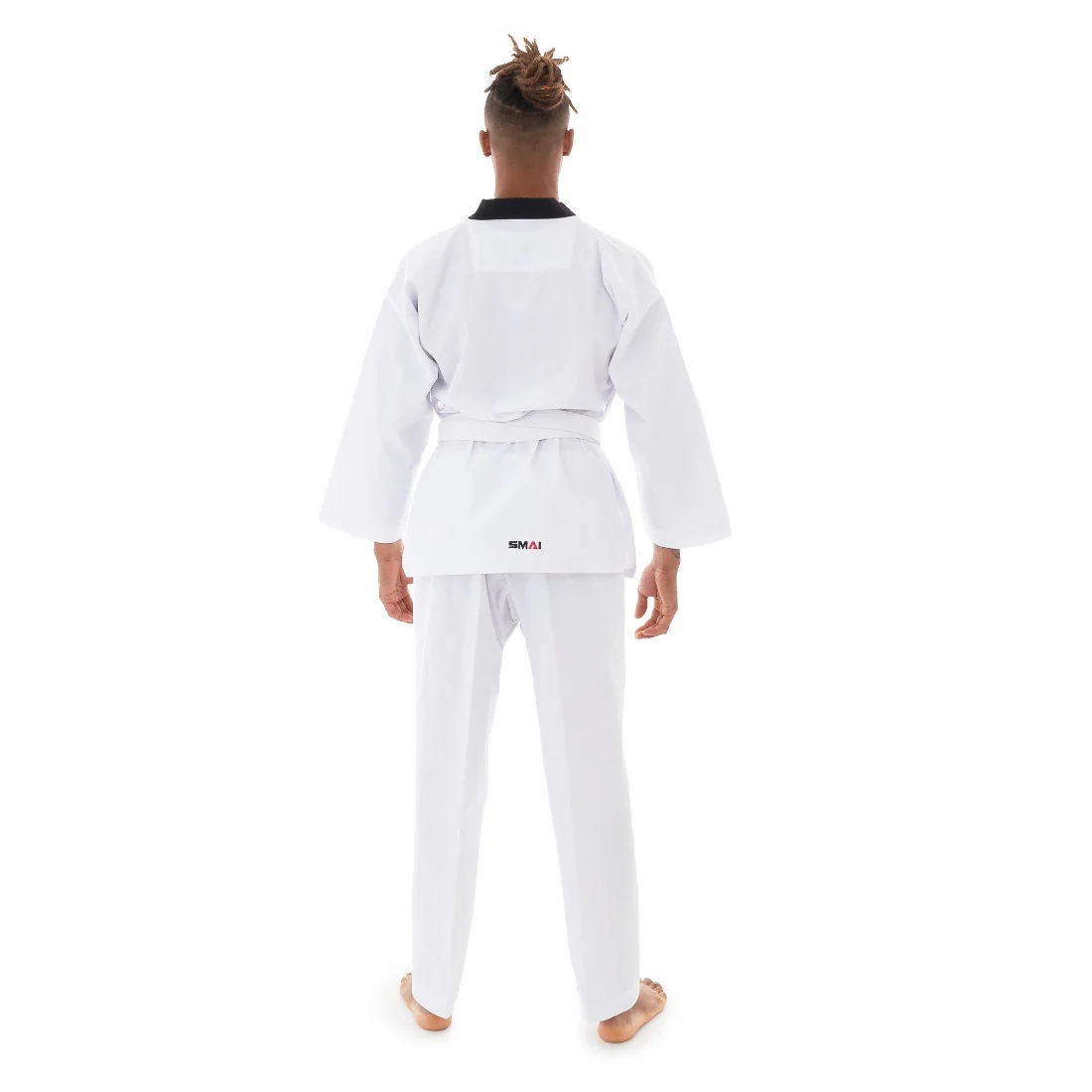 Taekwondo Uniform Classic - 8oz Ribbed Student Dobok (Black V-Neck) - Image 4