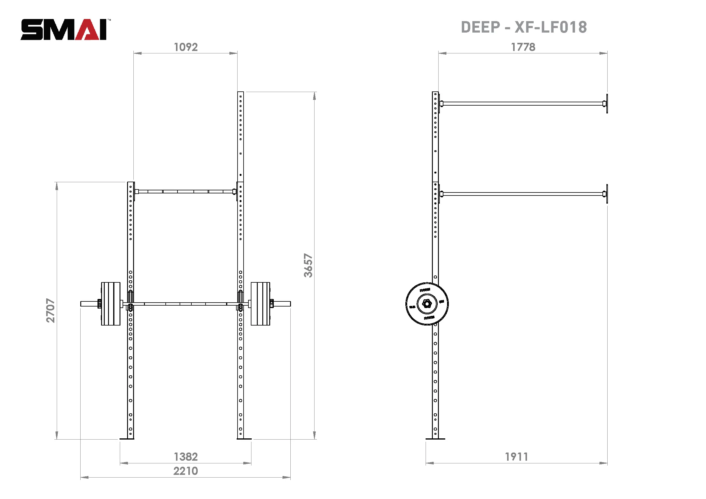 Wall Mounted Rig - 1 Squat Cell with Bridge - X-Frame - Image 12