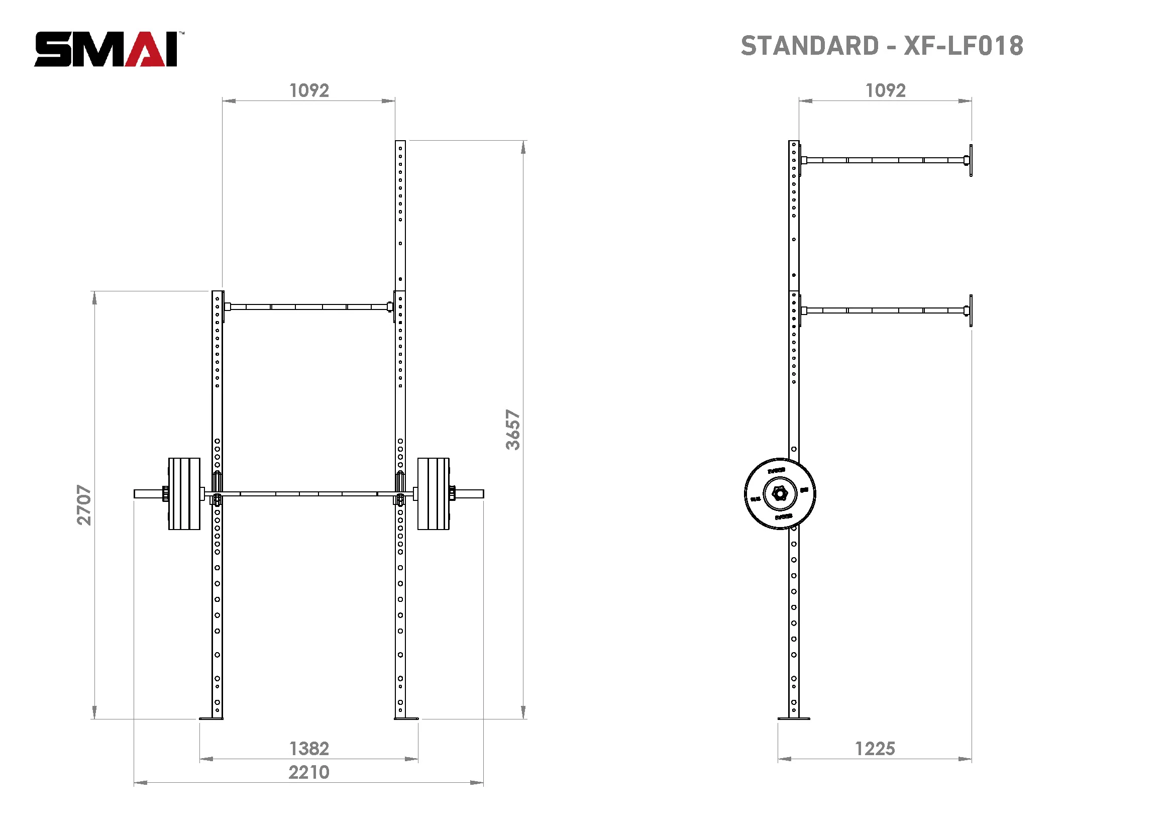 Wall Mounted Rig - 1 Squat Cell with Bridge - X-Frame - Image 6