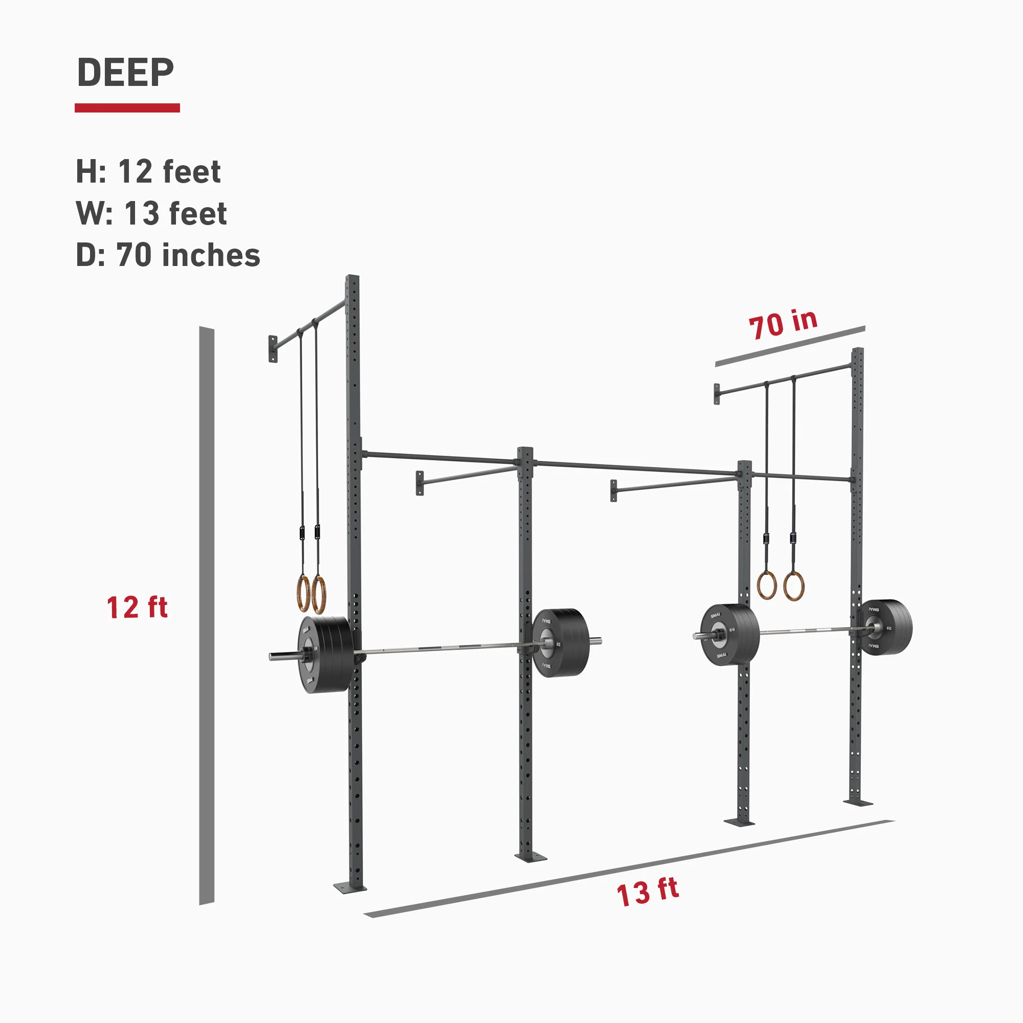 Wall Mounted Rig - 2 Squat Cell with Bridge - X-Frame - Image 13