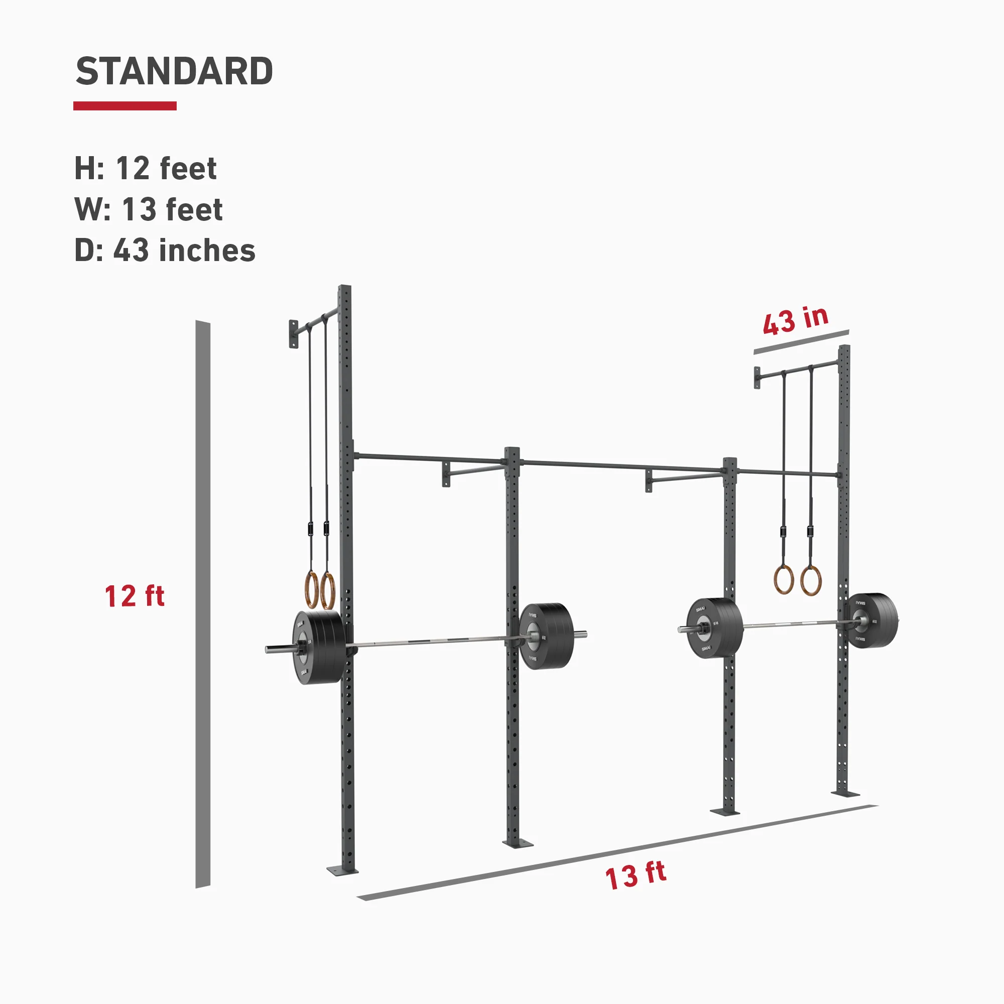 Wall Mounted Rig - 2 Squat Cell with Bridge - X-Frame - Image 6