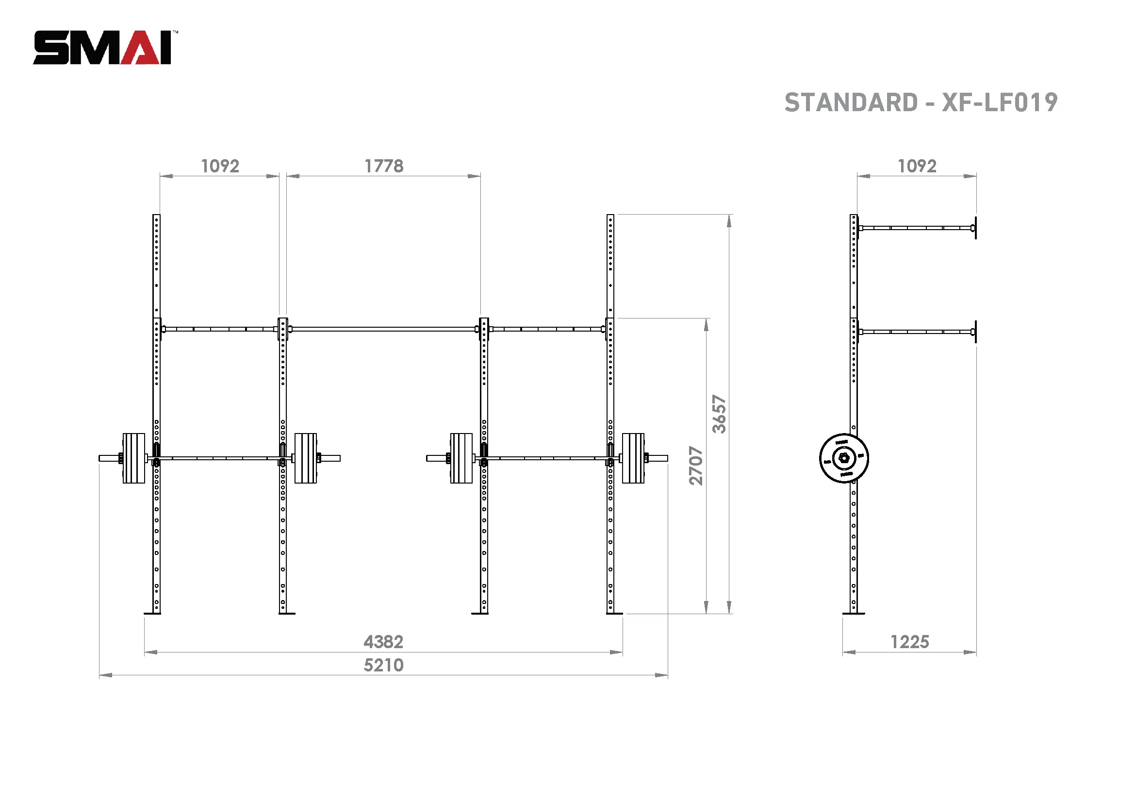 Wall Mounted Rig - 2 Squat Cell with Bridge - X-Frame - Image 7