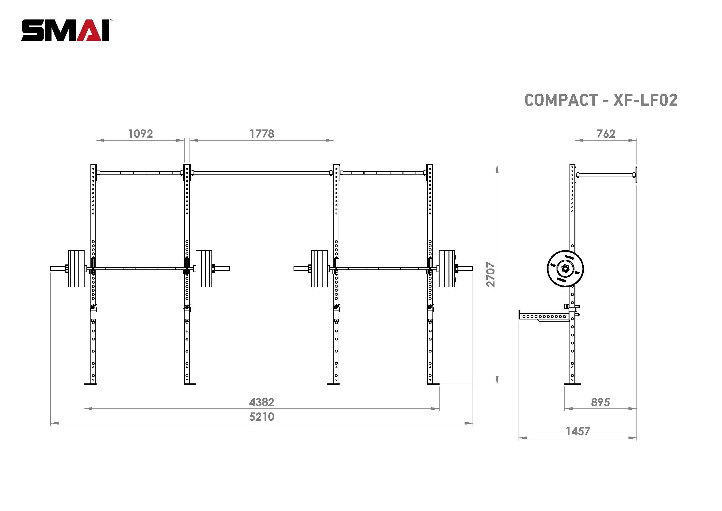 Wall Mounted Rig - 2 Squat Cells - X-Frame - Image 4