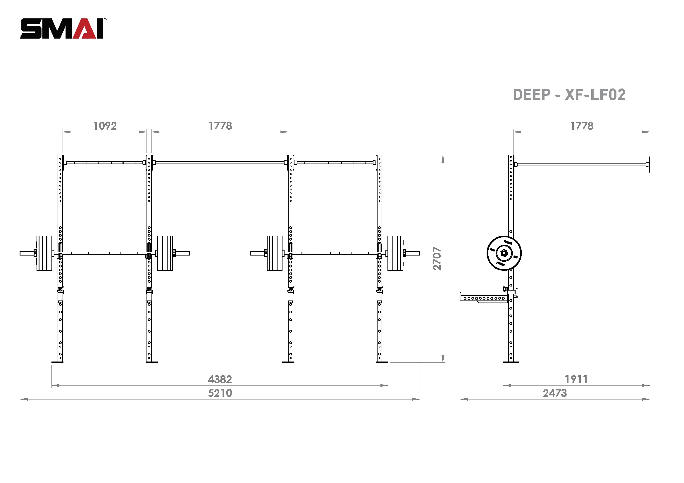 Wall Mounted Rig - 2 Squat Cells - X-Frame - Image 6