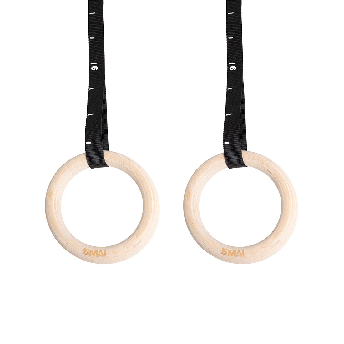 Wooden Gym Rings with Numbered Straps