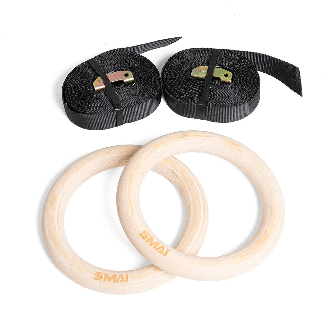 Wooden Gym Rings with Numbered Straps - Image 2